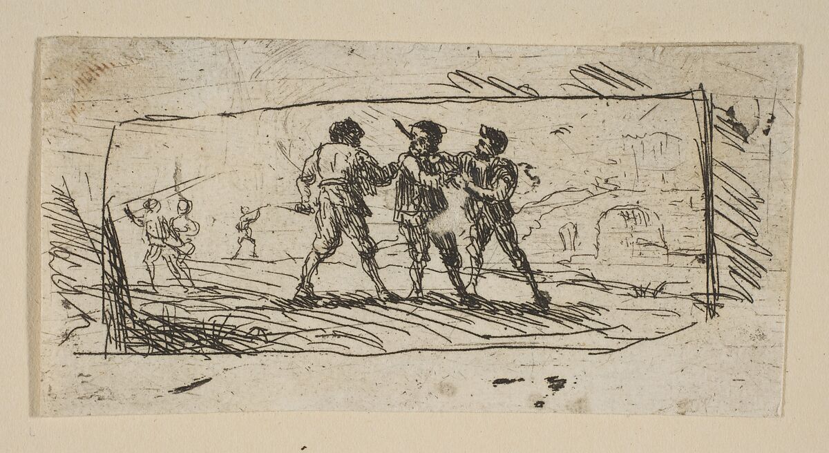 Study with Brigands (Lower Section), Claude Lorrain (Claude Gellée) (French, Chamagne 1604/5?–1682 Rome), Etching; only state 