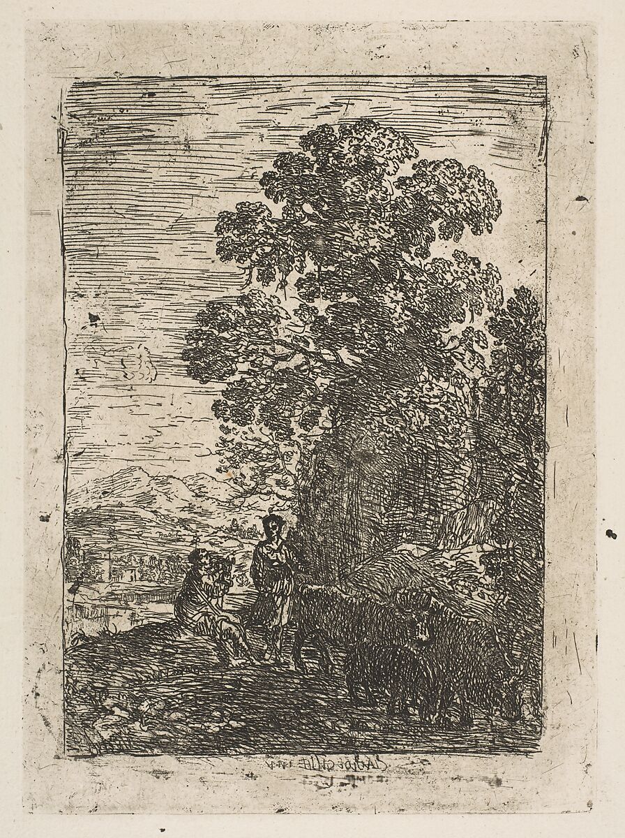 The Herdsman and the Shepherdess, Claude Lorrain (Claude Gellée) (French, Chamagne 1604/5?–1682 Rome), Etching; first state of three (Mannocci) 