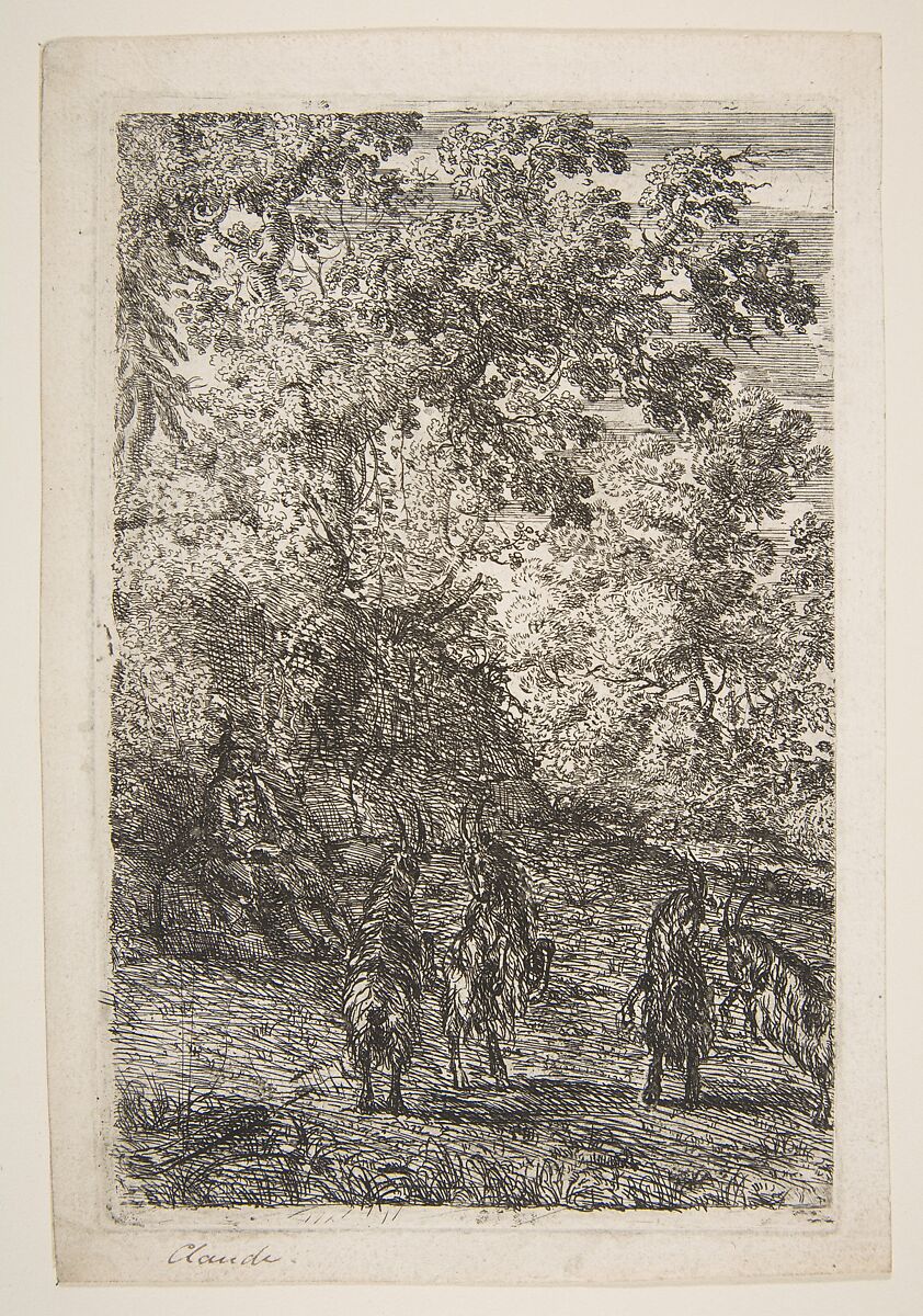 Four Goats (Left Section of The Goats), Claude Lorrain (Claude Gellée) (French, Chamagne 1604/5?–1682 Rome), Etching; second state of four (Mannocci) 