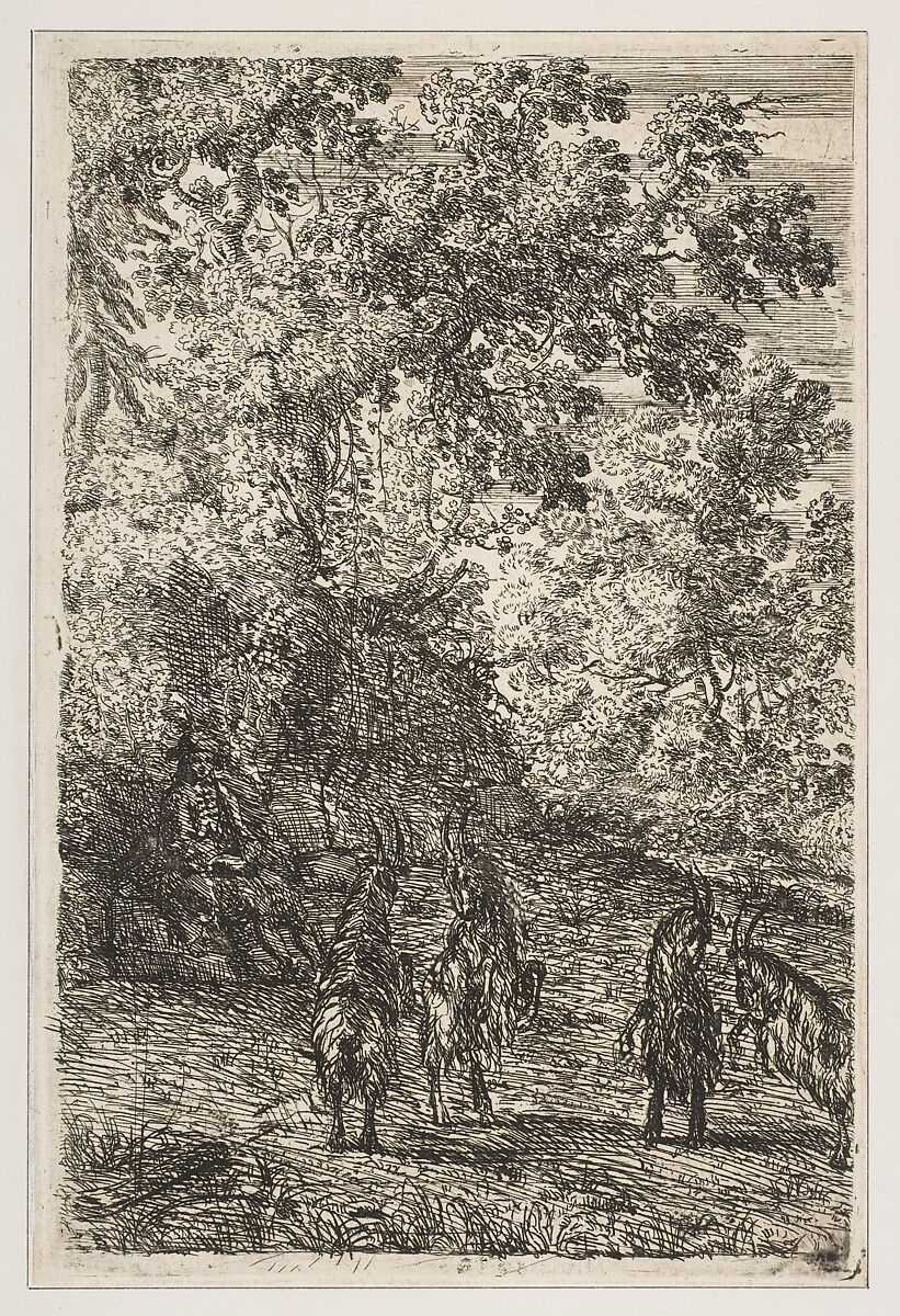 Four Goats (Left Section of The Goats), Claude Lorrain (Claude Gellée) (French, Chamagne 1604/5?–1682 Rome), Etching; second state of four (Mannocci) 