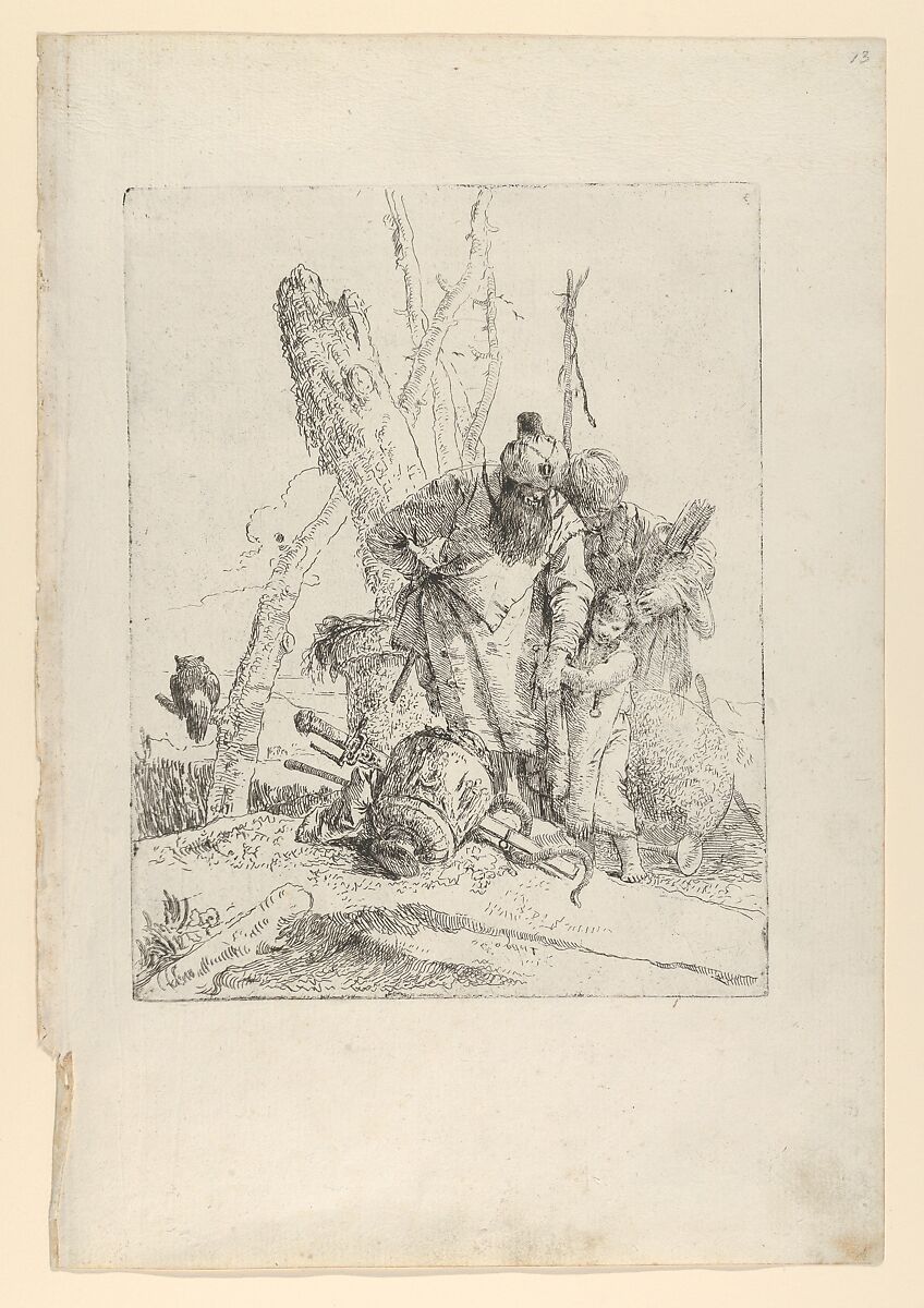 Two astrologers and a boy, from the Scherzi, Giovanni Battista Tiepolo (Italian, Venice 1696–1770 Madrid), Etching 