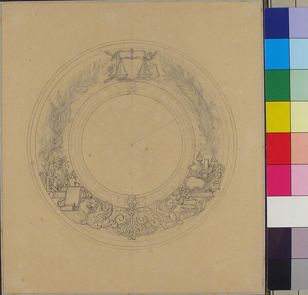 Design for silver or jewelry, Workshop of Jacques-Charles-François-Marie Froment-Meurice (French, 1864–1948), Graphite, partially traced in pen and black ink