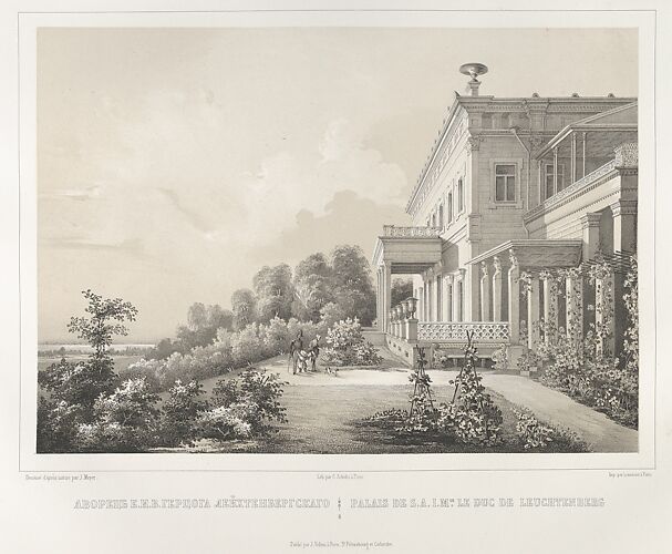 Palais de S.A.I.Mgr. Le Duc de Leuchtenberg, from the series Vues pittoresques des palais & jardins impériaux aux environs de St. Petersbourg