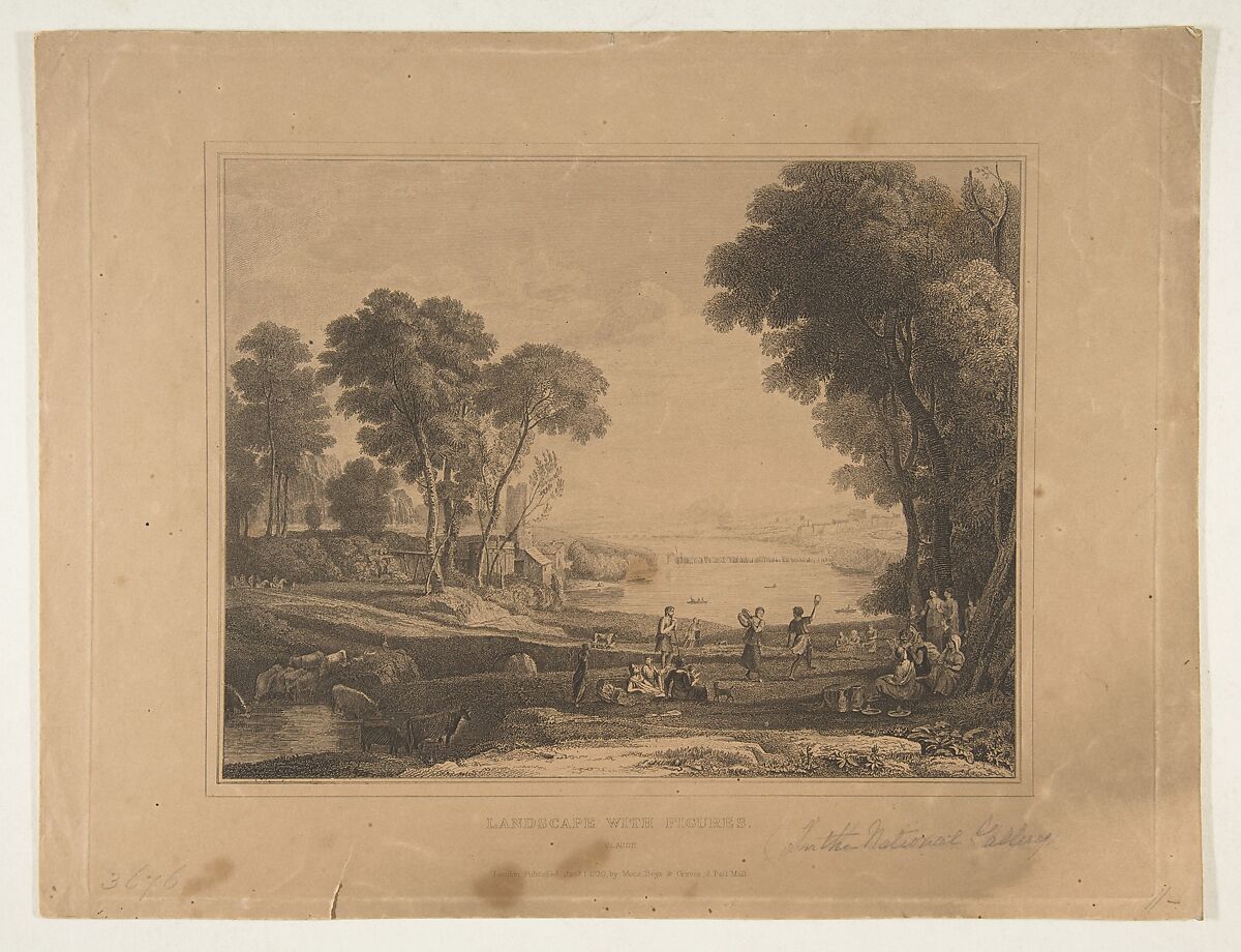 Landscape with Figures (After The Marriage of Isaac and Rebecca, 1648), Anonymous, Etching 