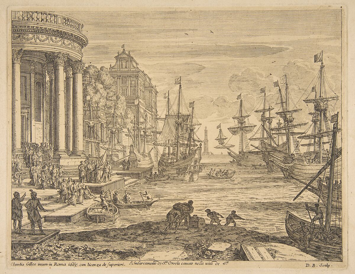 Embarkation of St. Ursula, After Claude Lorrain (Claude Gellée) (French, Chamagne 1604/5?–1682 Rome), Etching 