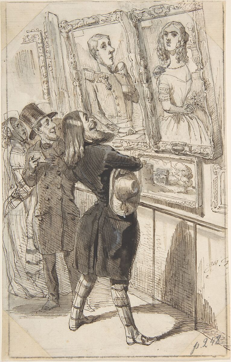 Illustration for Jérôme Paturot à la recherche d'une position sociale (Jérôme Patruot in Search of a Social Position), by Louis Reybaud, Paris, 1846, J. J. Grandville (French, Nancy 1803–1847 Vanves), Pen and brown ink, brush and wash, and white heightening. 