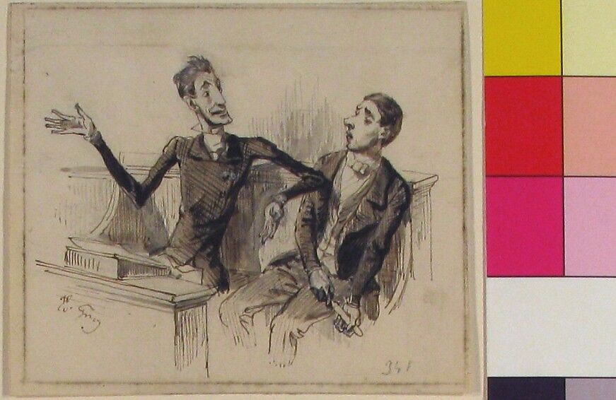 Illustration in Jérôme Paturot, by Louis Reybaud, Paris, 1846, J. J. Grandville (French, Nancy 1803–1847 Vanves), Pen and brown ink, brush and gray and brown wash over graphite.