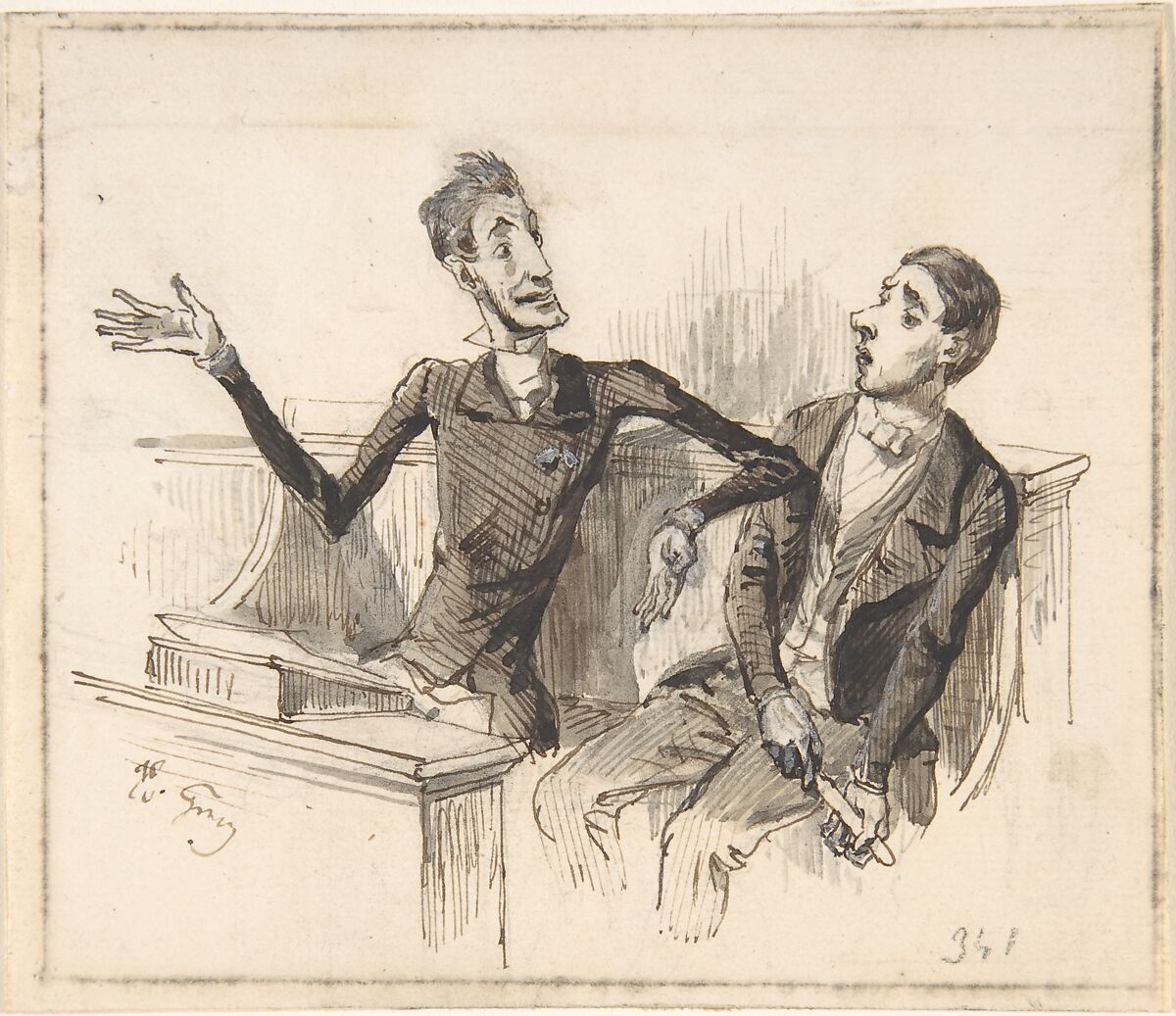 Illustration in Jérôme Paturot, by Louis Reybaud, Paris, 1846, J. J. Grandville (French, Nancy 1803–1847 Vanves), Pen and brown ink, brush and gray and brown wash over graphite. 