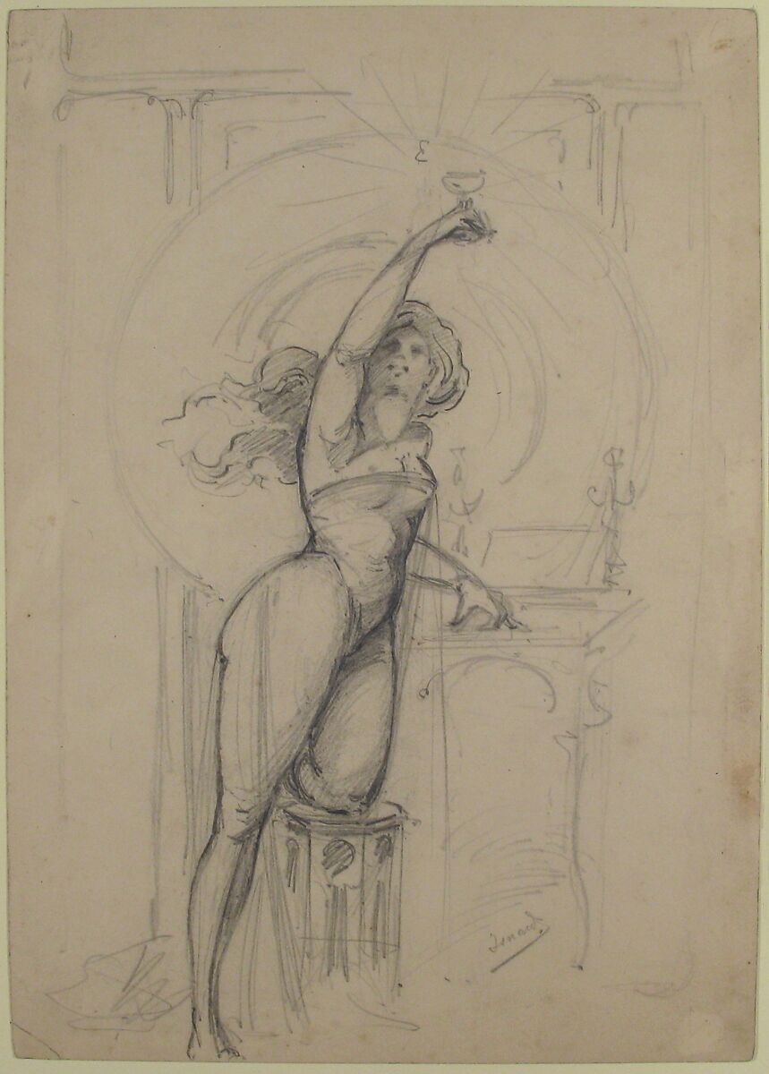 Design for an advertisement for champagne, Jean-Roch Isnard (French, born Arles, 1845), Graphite on wove paper