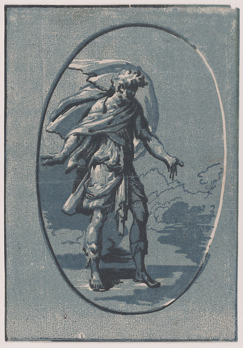 Olympus (Surprise), Niccolò Vicentino (Italian, active ca. 1510–ca. 1550), Chiaroscuro woodcut printed from three blocks in blue ink; third state of six 