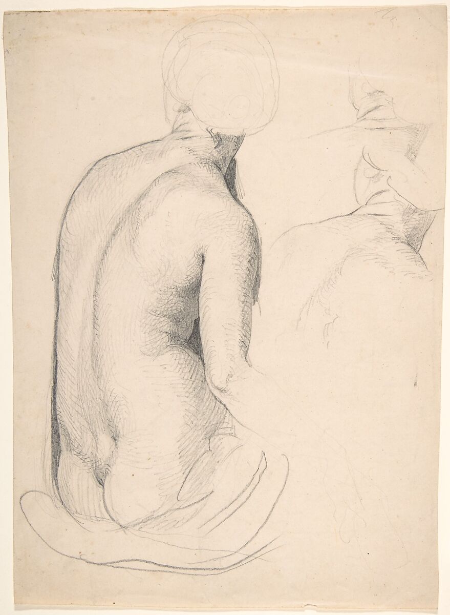 Studies of a Seated Woman from Behind, Eduard Julius Friedrich Bendemann (German, Berlin 1811–1889 Düsseldorf), Graphite 
