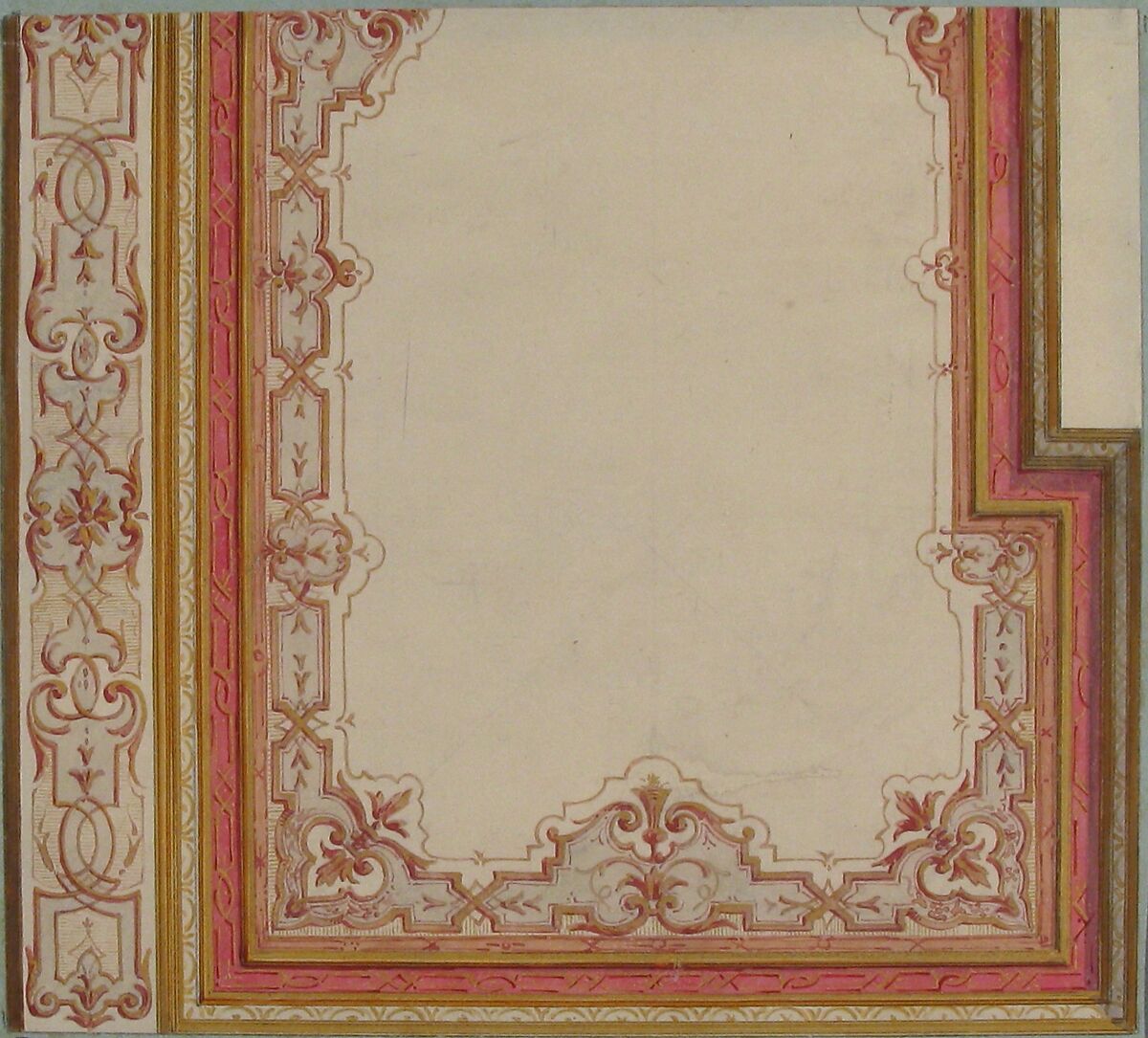 Design for Ceiling of the Duchess of Newcastle's Petit Salon, Hôtel Hope, Jules-Edmond-Charles Lachaise (French, died 1897), Pen and black ink, gouache and watercolor