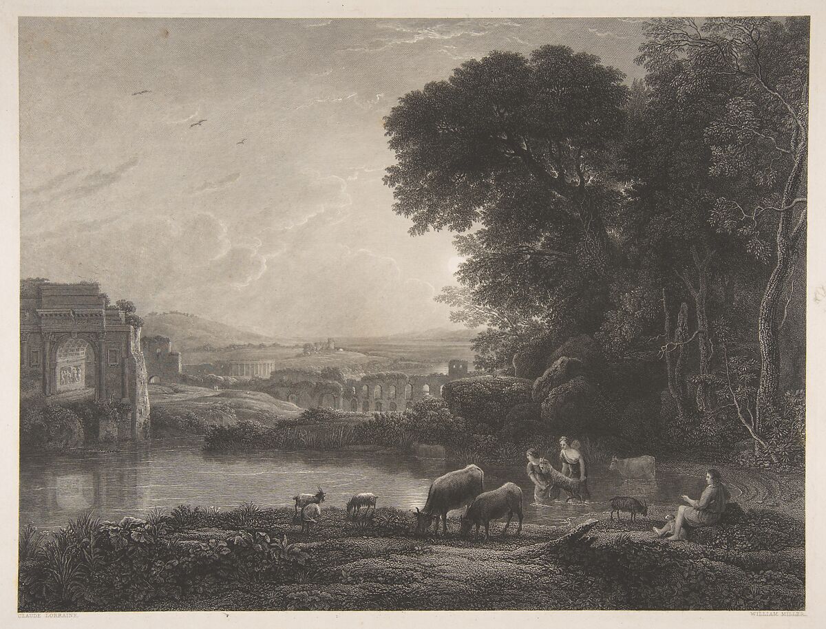 Landscape with Roman Ruins, William Miller (British, Edinburgh, Scotland 1796–1882 Sheffield), Etching 