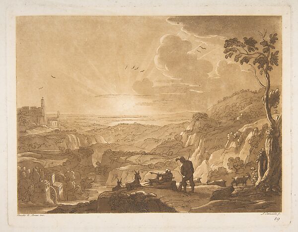 Landscape after Claude, Etched  with aquatint  by Ludovico Caracciolo (Italian, Rome 1761–1842), Etching and aquatint 