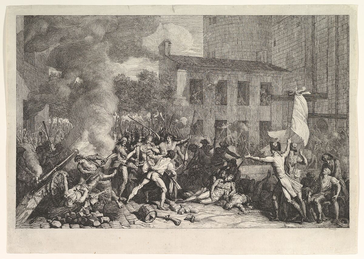 The Storming of the Bastille on 14 July 1789 (Prise de la Bastille le 14 juillet 1789), Charles Thévenin  French, Etching