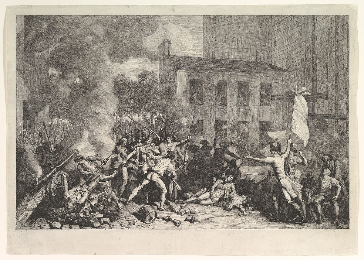 The Storming of the Bastille on 14 July 1789 (Prise de la Bastille le 14 juillet 1789), Charles Thévenin (French, Paris 1760–1839 Paris), Etching 