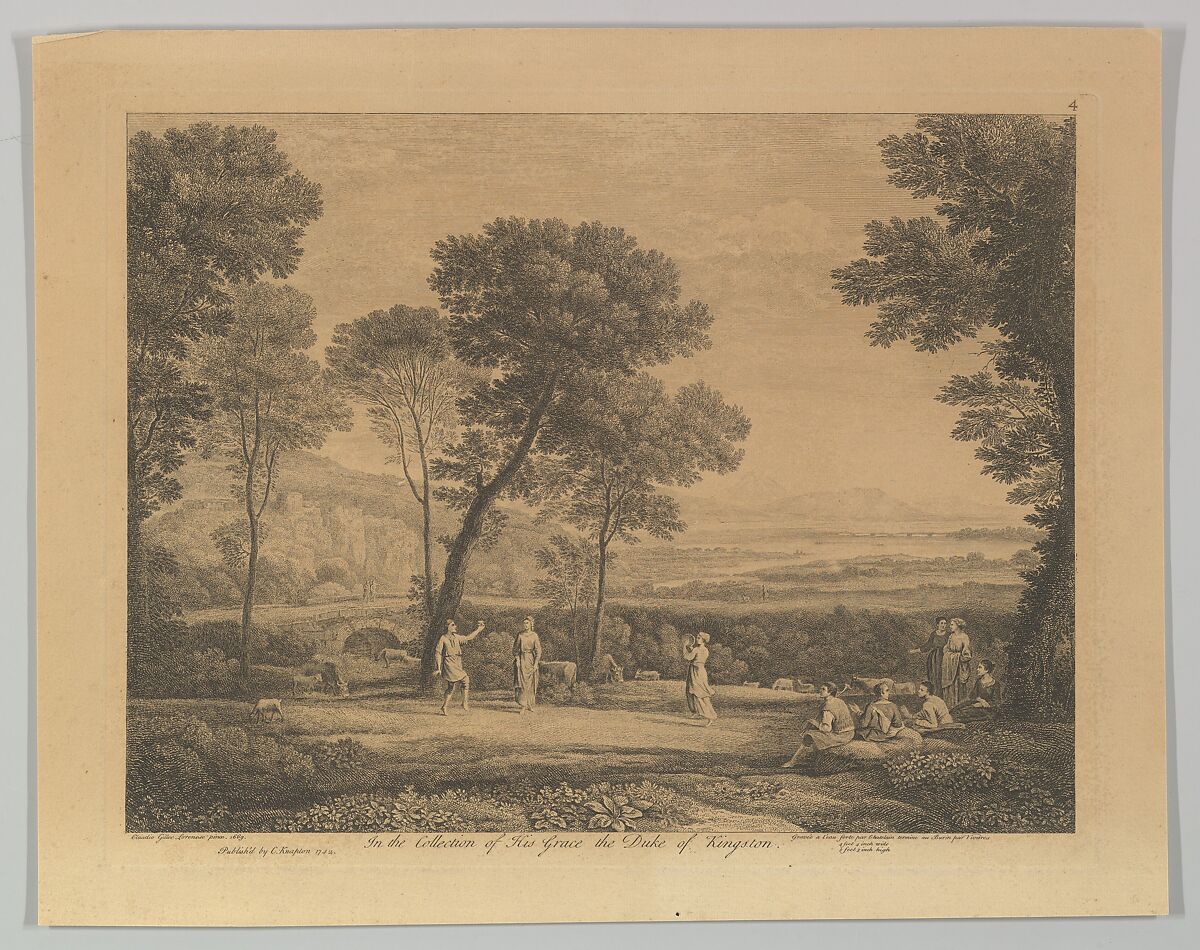 Dance Under the Trees (Landscape with Rural Dance), After Claude Lorrain (Claude Gellée) (French, Chamagne 1604/5?–1682 Rome), Etching and engraving 