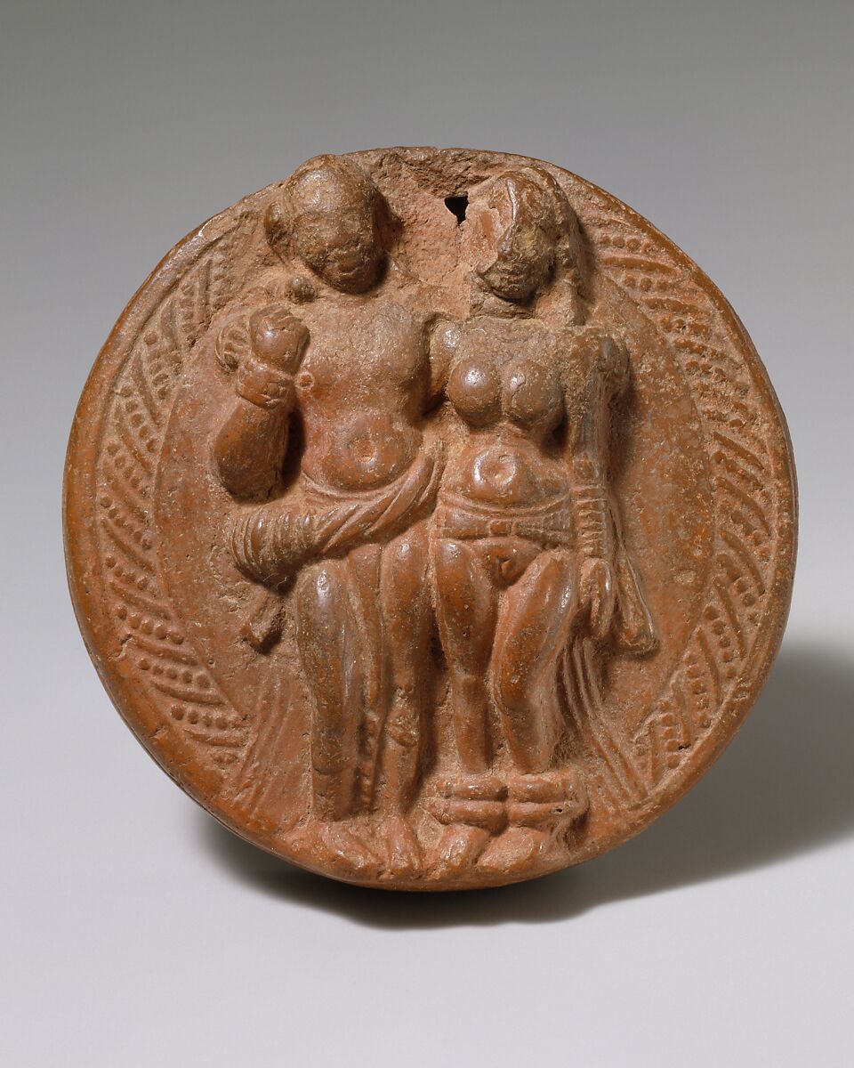 Loving Couple (Mithuna), Double-molded terracotta, India (Uttar Pradesh, Mathura) 