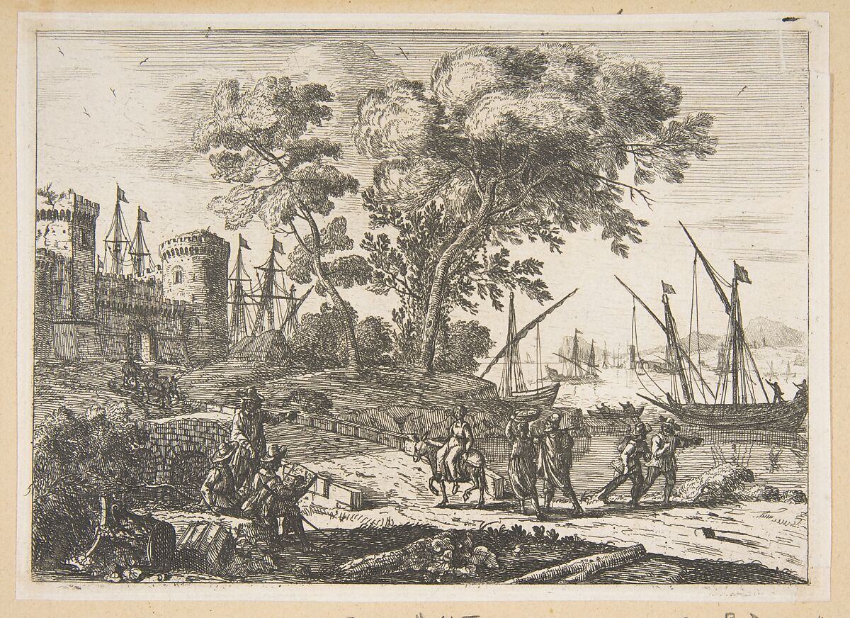 Coast Scene with an Artist, Claude Lorrain (Claude Gellée) (French, Chamagne 1604/5?–1682 Rome), Etching; fifth state of five (Mannocci) 