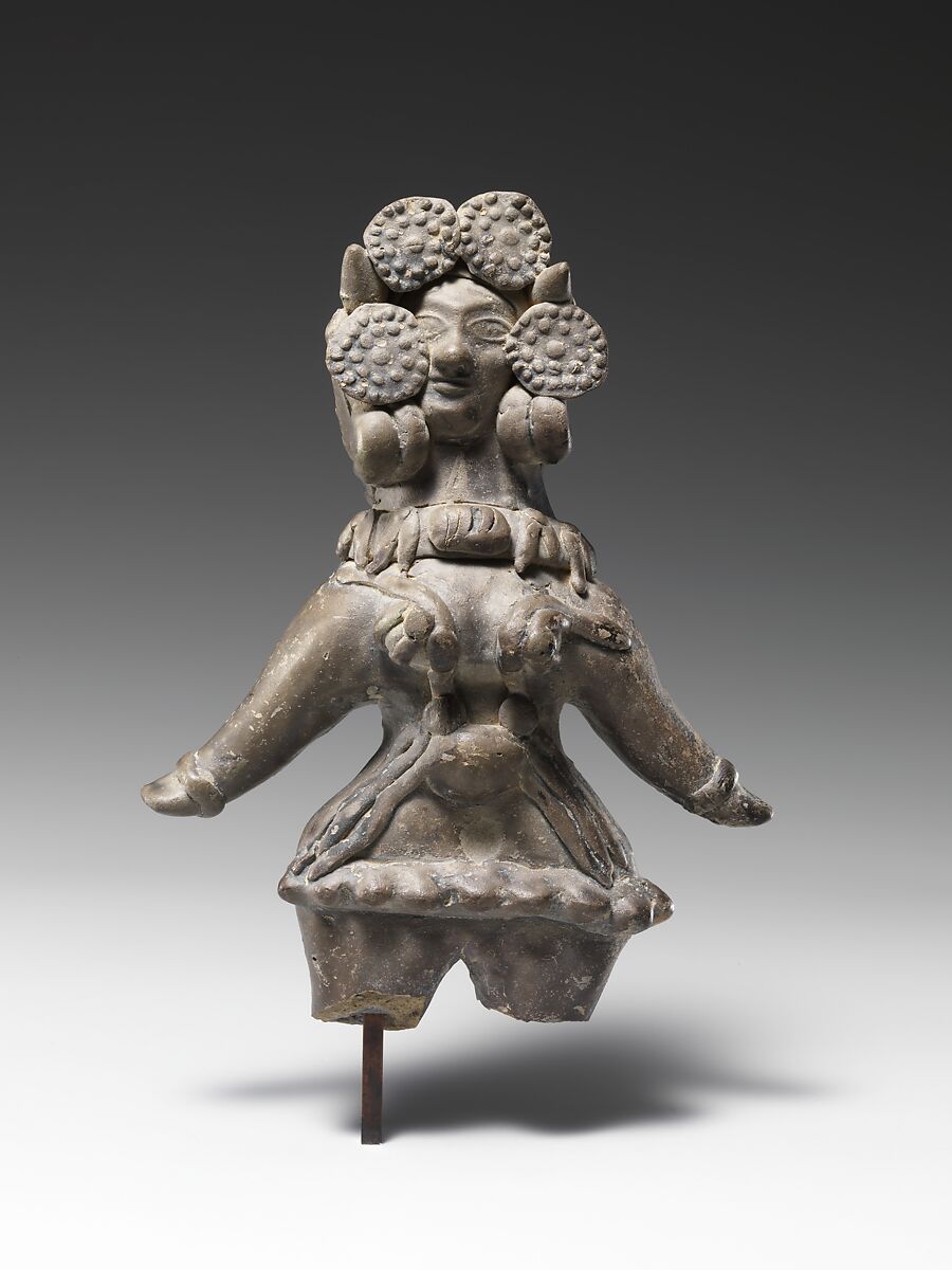 Standing Female Deity, Terracotta, black oxidation patina, North India