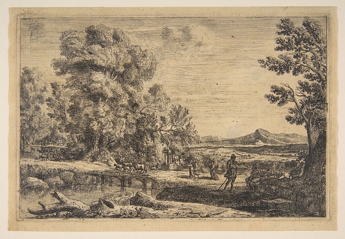 Rebecca and Eliezer, Claude Lorrain (Claude Gellée) (French, Chamagne 1604/5?–1682 Rome), Etching; fourth state of seven 