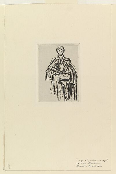 Josette Gris– Figure in an Armchair, Henri Matisse (French, Le Cateau-Cambrésis 1869–1954 Nice), Etching on chine collé