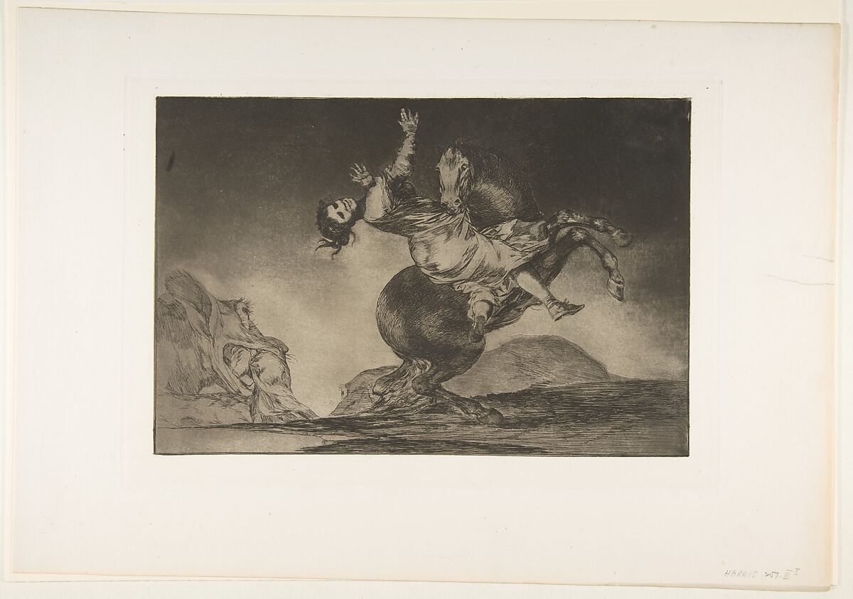 'The horse abductor' from the 'Disparates' (Follies / Irrationalities)

, Goya (Francisco de Goya y Lucientes)  Spanish, Etching, burnished aquatint, drypoint