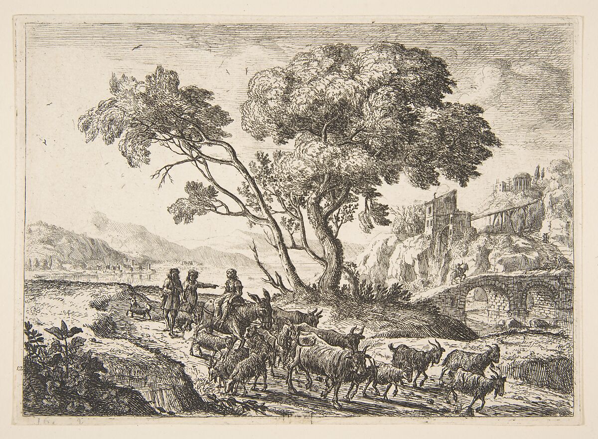 Departure for the Fields, Claude Lorrain (Claude Gellée) (French, Chamagne 1604/5?–1682 Rome), Etching; third state of four (Mannocci) 