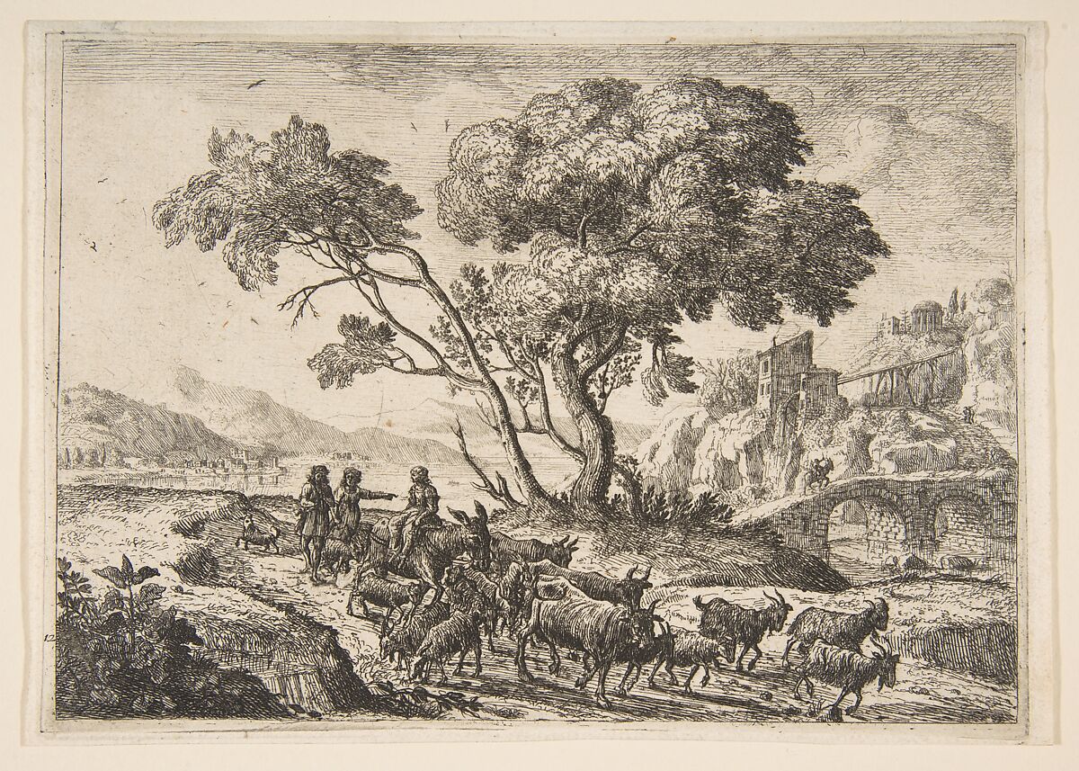 Departure for the Fields, Claude Lorrain (Claude Gellée) (French, Chamagne 1604/5?–1682 Rome), Etching; third state of four (Mannocci) 