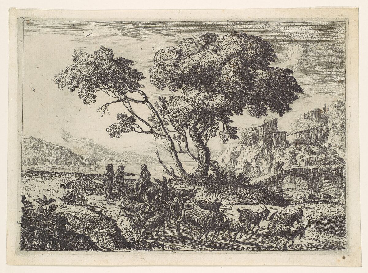 Departure for the Fields, Claude Lorrain (Claude Gellée) (French, Chamagne 1604/5?–1682 Rome), Etching; third state of four (Mannocci)