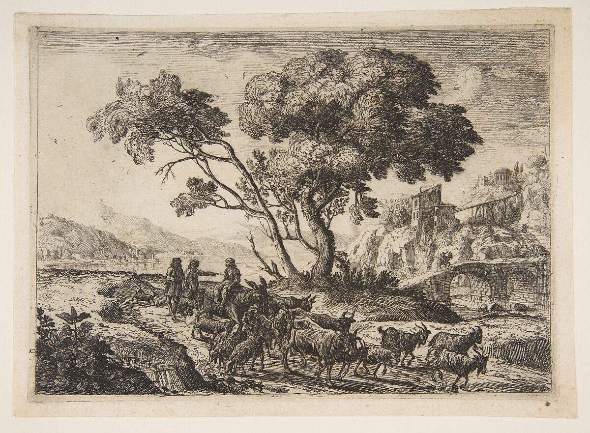 Departure for the Fields, Claude Lorrain (Claude Gellée) (French, Chamagne 1604/5?–1682 Rome), Etching; third state of four (Mannocci) 