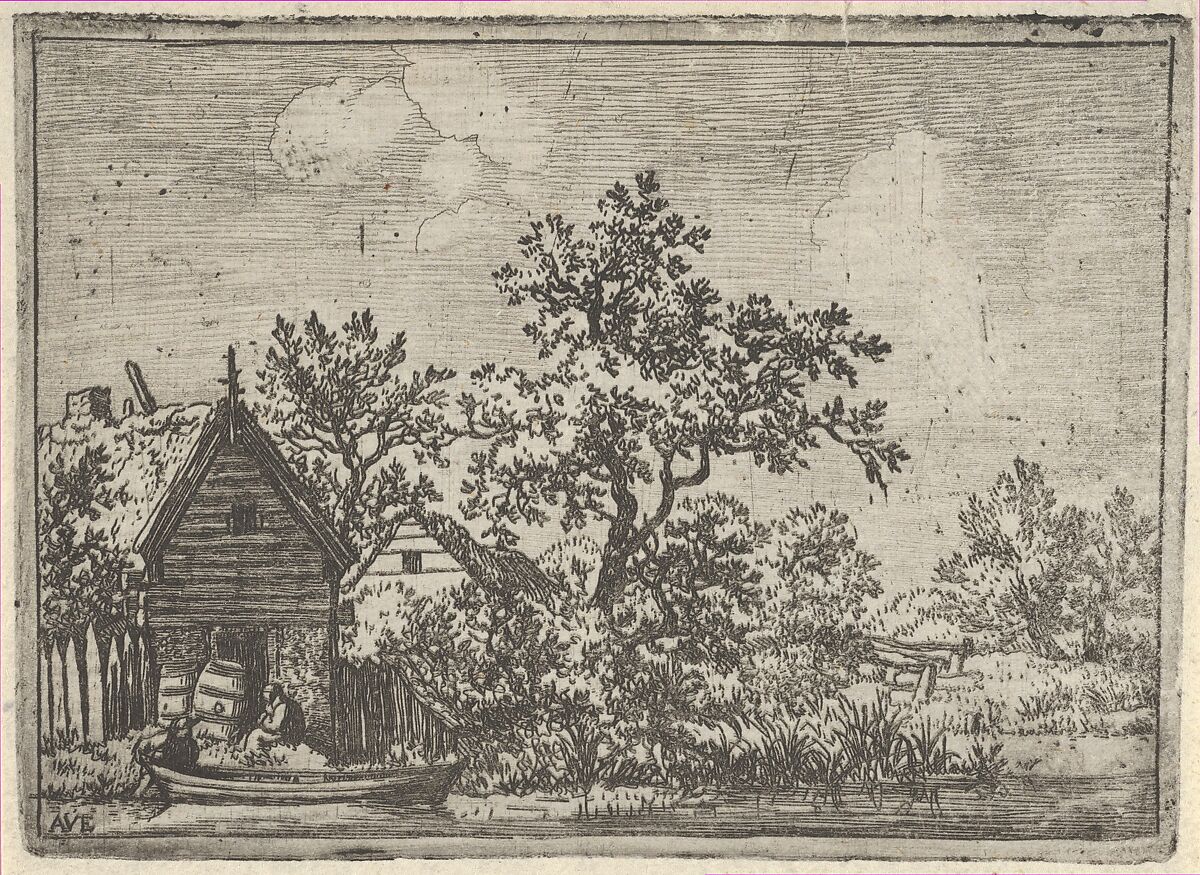 The Two Barrels before a Hut, Allart van Everdingen (Dutch, Alkmaar 1621–1675 Amsterdam), Engraving; first state of four 