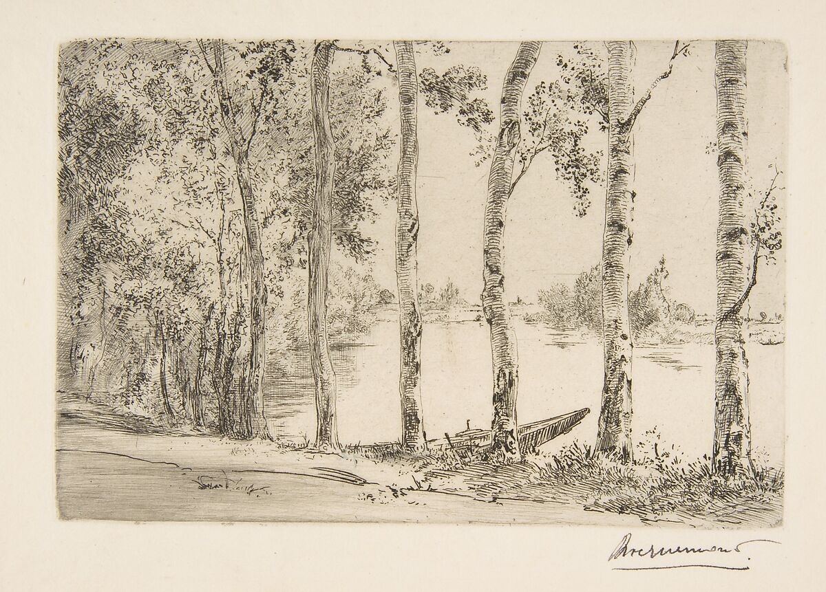 Trembles au bord de la Seine, Félix Bracquemond (French, Paris 1833–1914 Sèvres), Etching, drypoint; second state of three 