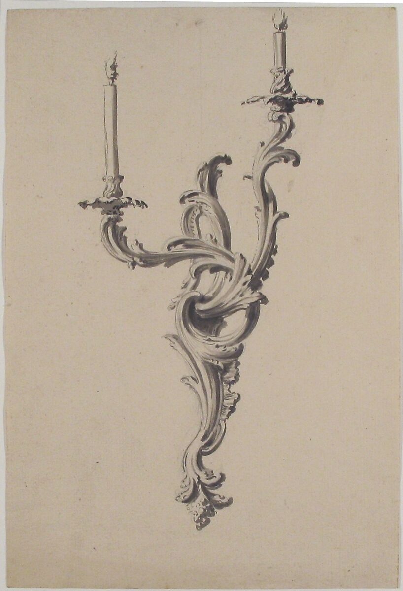 Design for a Sconce, Anonymous, French, 18th century, Pen and black ink, brush and gray wash