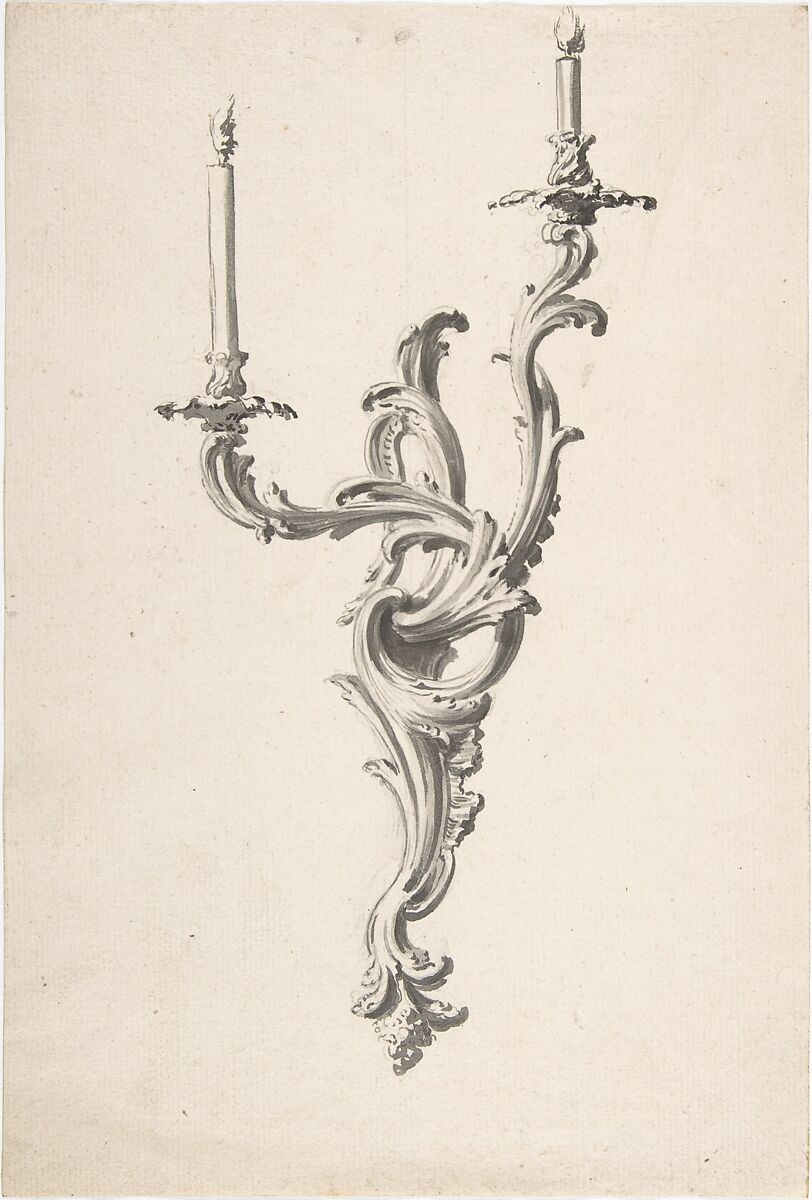 Design for a Sconce, Anonymous, French, 18th century, Pen and black ink, brush and gray wash 