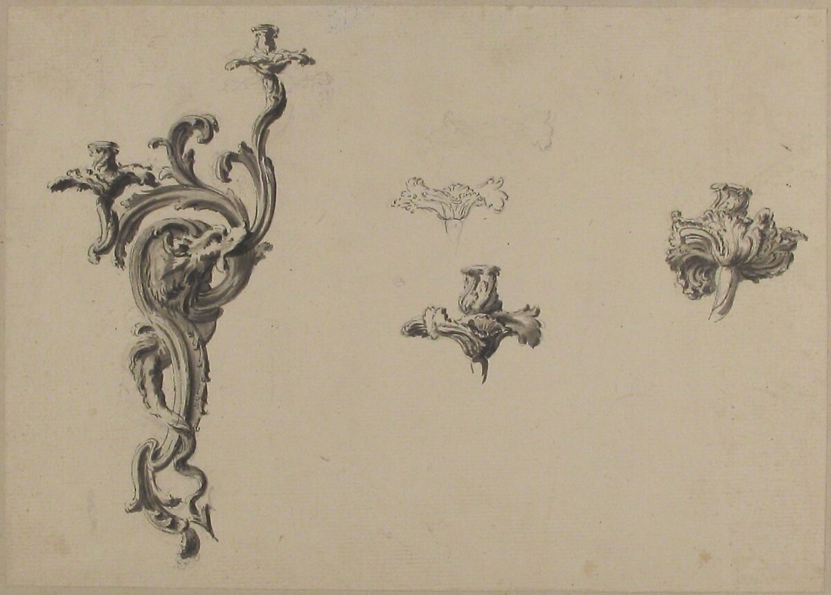 Design for a Sconce, Anonymous, French, 18th century, Pen and black ink, brush and gray wash