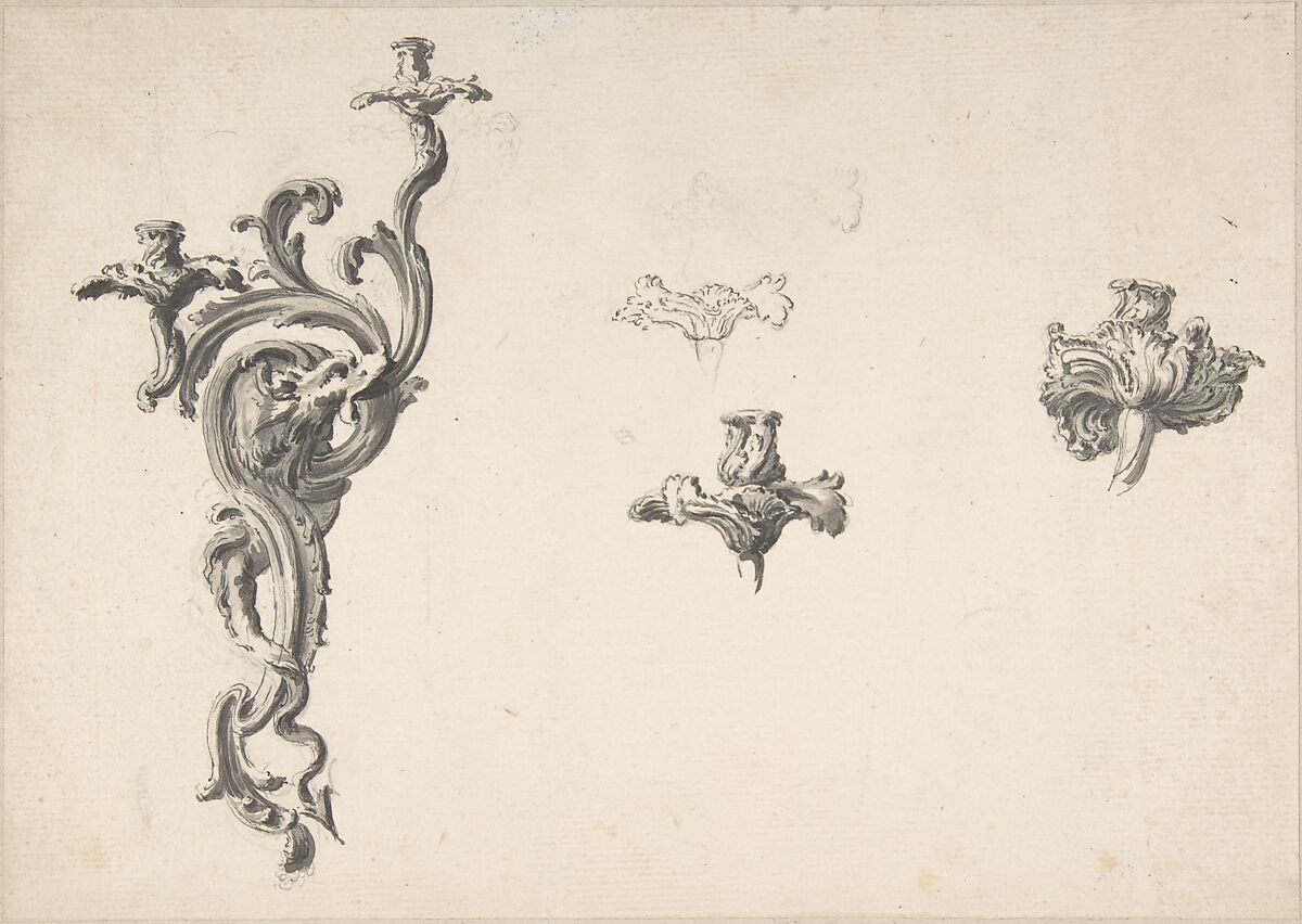 Design for a Sconce, Anonymous, French, 18th century, Pen and black ink, brush and gray wash 