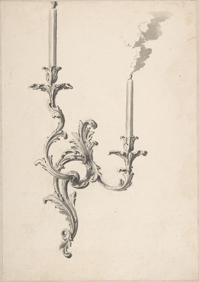 Design for a Sconce, Anonymous, French, 18th century, Pen and black ink, brush and gray wash. 