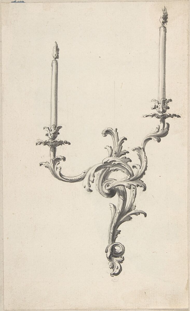 Design for a Sconce, Anonymous, French, 18th century, Pen and black ink, brush and gray wash 