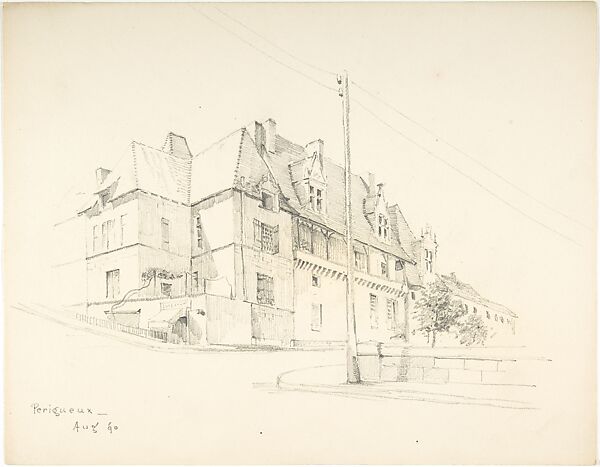 Medieval Buildings, Perigueux, Ernest Flagg (American, Brooklyn, New York 1857–1947), Graphite 