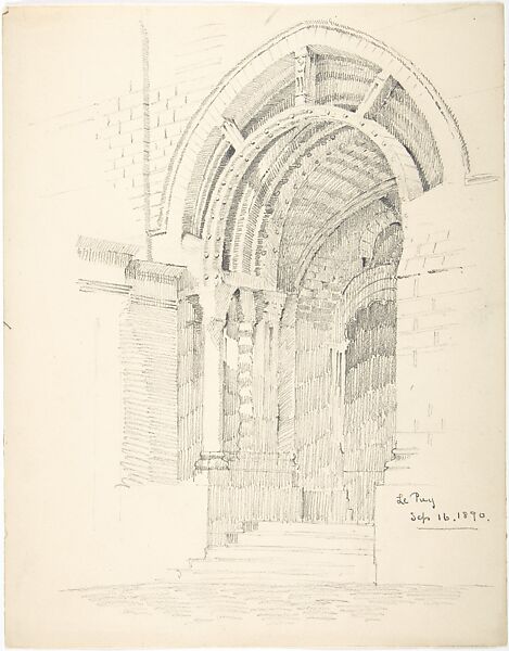 Doorway, Le Puy Cathedral, Ernest Flagg (American, Brooklyn, New York 1857–1947), Graphite 
