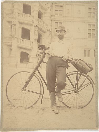 Ernest Flagg, with Bicycle, in front of the Château de Blois