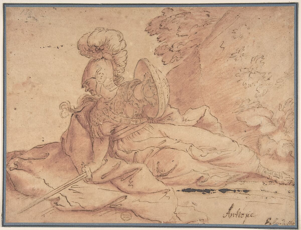 Antiope, Anonymous, Italian, 17th century, Pen and brown ink, with red chalk wash 