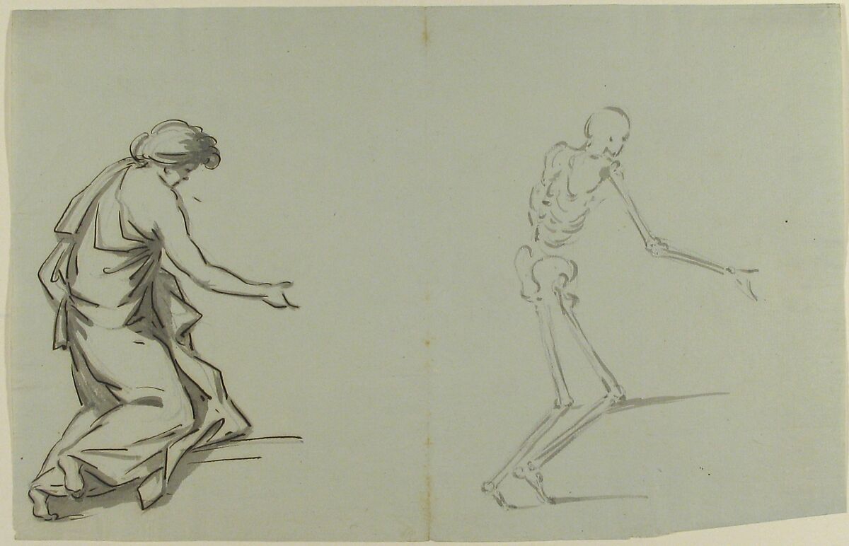 Anatomical drawing, Anonymous, French, 18th century, Pen and ink, brush and gray wash on blue paper