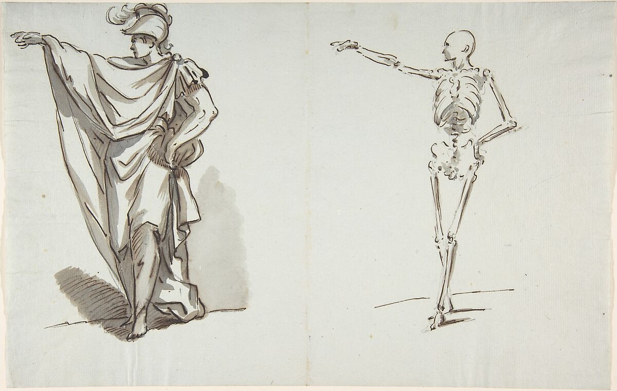 Anatomical drawing, Anonymous, French, 18th century, Pen and ink, brush and gray wash on blue paper 