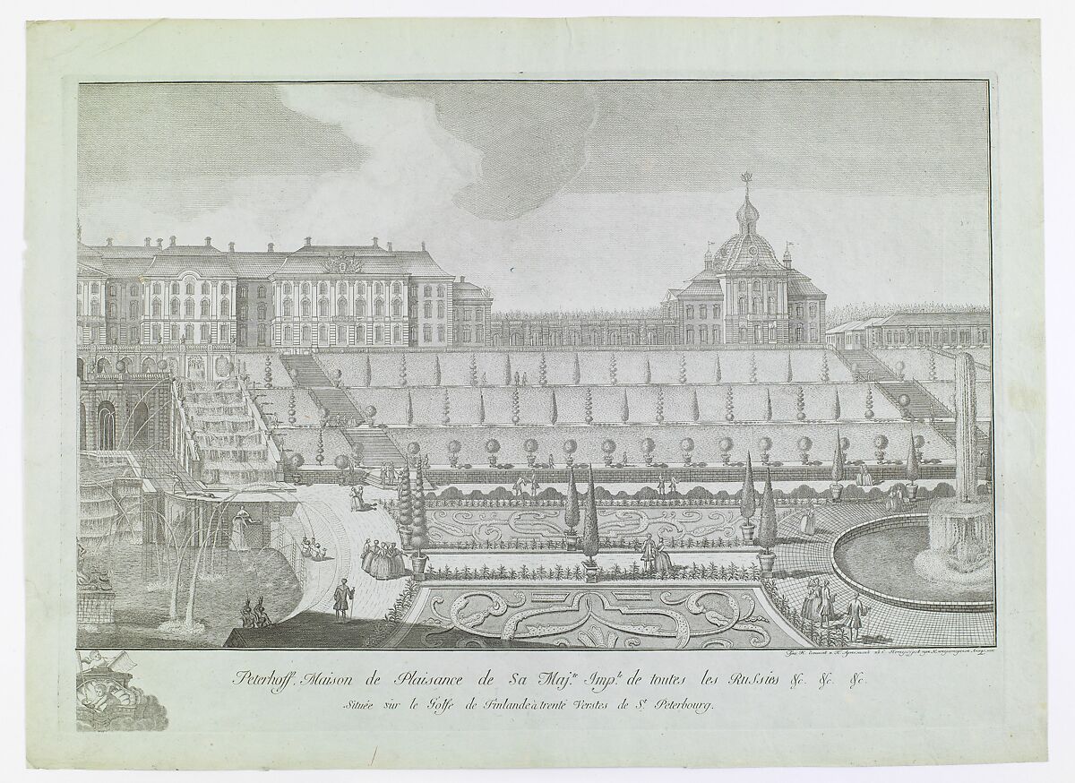 Russian Palaces and Gardens, After drawings by Mikhail Makhaev (Russian, 1716–1770), Engraving, along with leather album