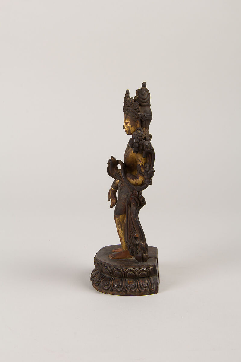 Standing Avalokiteshvara, Sandalwood, traces of polychrome and gold, Nepal (Kathmandu Valley)