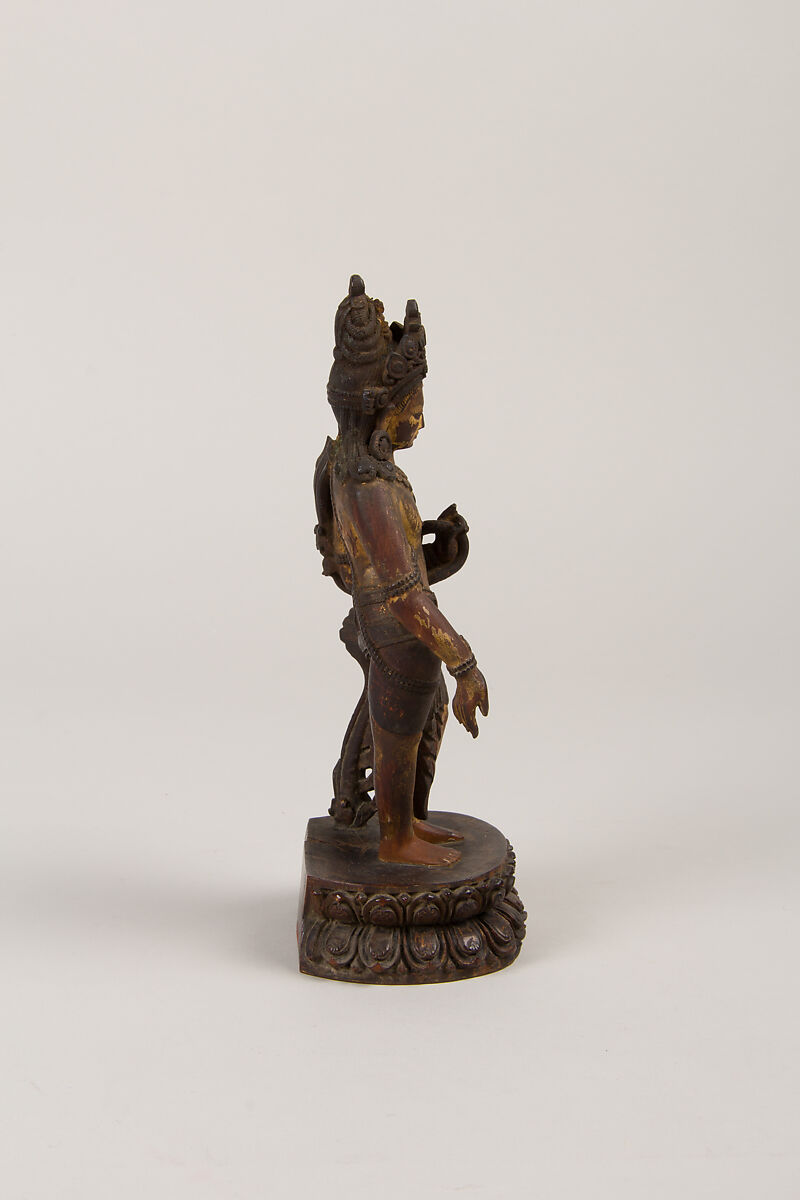 Standing Avalokiteshvara, Sandalwood, traces of polychrome and gold, Nepal (Kathmandu Valley)