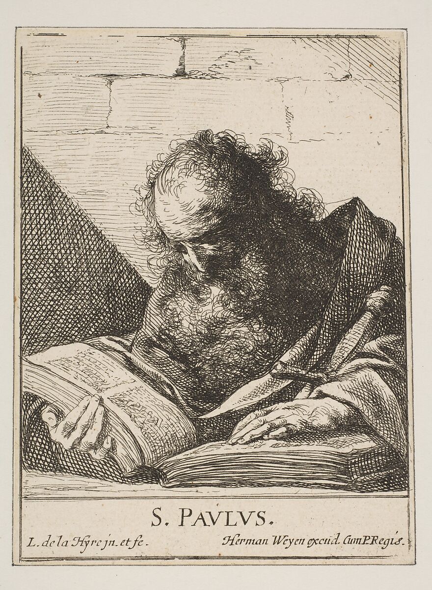 St. Paul, Laurent de La Hyre (French, Paris 1606–1656 Paris), Etching; second state of two 