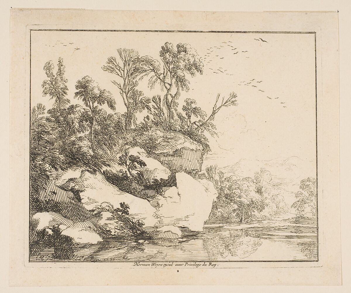 The Covered Rocks, Laurent de La Hyre (French, Paris 1606–1656 Paris), Etching; first state of two (Robert-Dumesnil) 